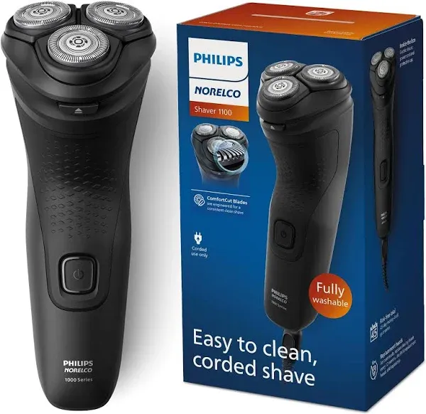 Philips Norelco Men&#039;s Electric Corded Shaver 1100 Black, S1016/90