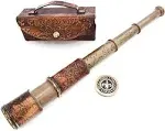 Nautical Handheld Pirate Brass Telescope with Box / Case Sailor Home Decor Pirate Captain Boat Toy Gift (14" Dollond)