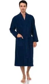 TowelSelections Mens Robe, 100% Cotton Terry Cloth Bathrobe, Spa Bath Robes for Men