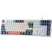 K668 RGB Gaming Keyboard, 104 Keys + Extra 4 Hotkeys Wired Mechanical Keyboard W