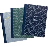 Pukka Pad Glee Composition Notebooks, 7.5" x 9.75", College Ruled, 70 Sheets, Green, 3/Pack (8871-GLE)