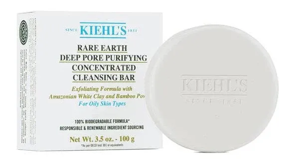 Kiehl&#039;s Rare Earth Deep Pore Purifying Facial Cleansing Bar Oily Skin 100g Soap