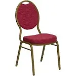 Flash Furniture FD-C04-ALLGOLD-2804-GG Burgundy Patterned Fabric Gold Powder Coated Frame Finish Hercules Series Stacking Banquet Chair