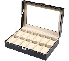 Watch Box Display Case Jewelry Organizer with Glass Top