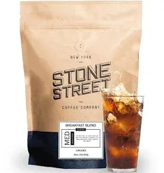 Stone Street Cold Brew Coffee, Breakfast Blend, Low Acid, 100% Arabica, Gourmet Coffee, Medium Roast, Coarse Ground, 1 LB