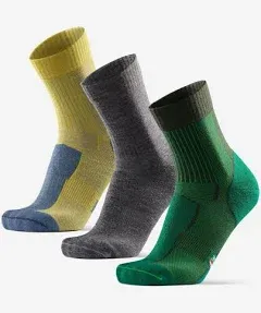 DANISH ENDURANCE Hiking Socks, Lightweight, Merino Wool Socks for Men & Women, Moisture Wicking, Cushioned Crew Socks, 3 Pack