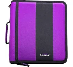 Case it Classic Zipper Binder, 3 Rings, 2" Capacity, 11 x 8.5, Purple/Black Accents (D251PUR)