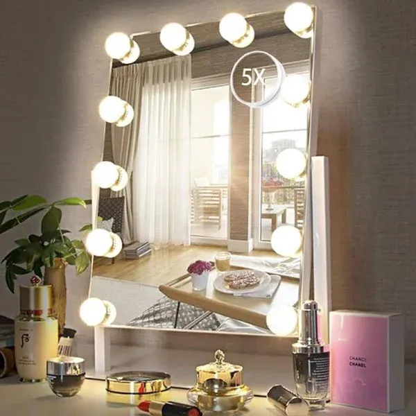 Hollywood Vanity Mirror with 12 Dimmable Bulbs Lights Three Color Lighting Modes