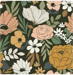 HAOKHOME 93217 Vintage Large Floral Peel and Stick Wallpaper Removable Daisy Lea