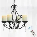 3 in 1 Lighting Chandelier with 4Pcs Battery Operated Led Candle with Remote, Ta