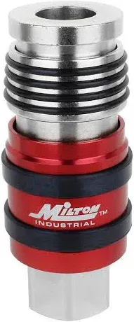 Milton 2-In-1 Universal Safety Exhaust Quick-Connect Industrial Coupler, 1/2 Body, 1/2 FNPT