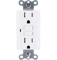 GE 32075 15A Tamper-Resistant Self-Test GFCI Outlet (White)