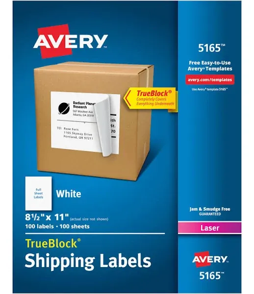 Avery Shipping Labels TrueBlock