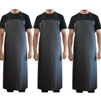 K Y KANGYUN Men's Black Waterproof Rubber Vinyl Work Apron- 43"x29" Heavy Duty Model,Best for Staying Dry When Dishwashing, Lab Work, Butcher, Dog Grooming, Cleaning Fish (1 Pack)