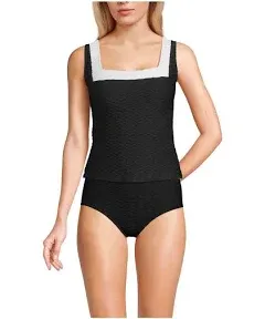 Women's Lands' End Long Texture Squareneck Tankini Swimsuit Top