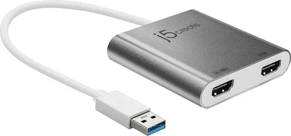 J5 CREATE &#034;JUA 365&#034; USB 3.0 to Dual HDMI Multi-Monitor Adapter SILVER 49.99