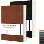 RETTACY Composition Notebook 2 Pack - B5 Notebooks and Journals with Soft Leather Cover,408 Pages,100gsm Thick Lined Paper,7.6" x 10"