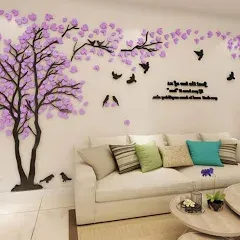 guangmu 3D Tree Wall Stickers DIY Tree and Birds Wall Decals Family Couple Tree Stickers Murals Wall Decor for Living Room Bedroom TV Background Home