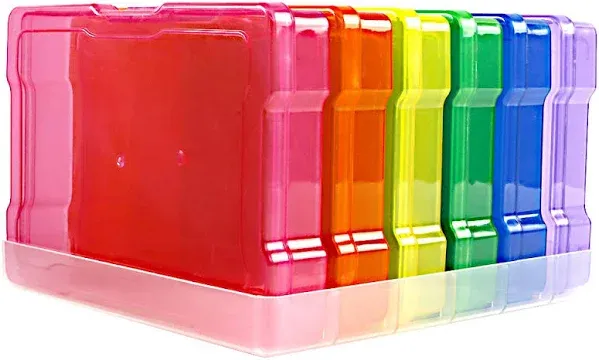 novelinks Transparent 4" x 6" Photo Storage Boxes - Photo Organizer Cases Photo Keeper Picture Storage Containers Box for Photos - 6 PACK (Multi-colored)