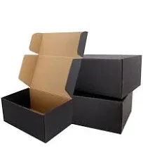 Shipping Boxes,12"x9"x4" Black Corrugated Cardboard Boxes, Which is Anti-Impact Come with Exquisite Sealing Label.Suitable E-Commerce Packaging, Shipping Packaging.