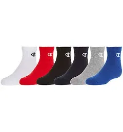 Champion Big Boys Quarter 6-pk. Logo Crew Socks ||P000734710||