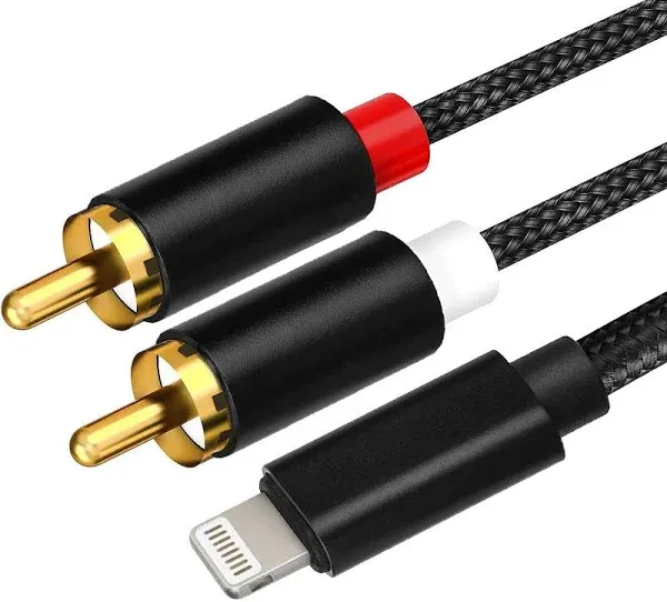 [Apple MFi Certified] Lightning to RCA Cable Audio Aux Adapter，2-Male Y Split...