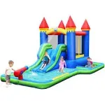 Gymax Inflatable Bouncer Climbing Slide Bounce House Water Park BallPit Without Blower