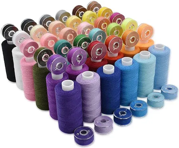 72pcs Prewound Bobbins and Thread Spools 36 Colors 400 Yards per Polyester Thread Spools 36 Colors Prewound Bobbin for Hand & Machine Sewing Emerg