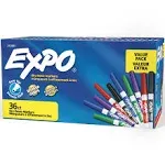 EXPO Low Odor Dry Erase Markers Fine Tip - Office Pack Assorted Colors 36/Pack