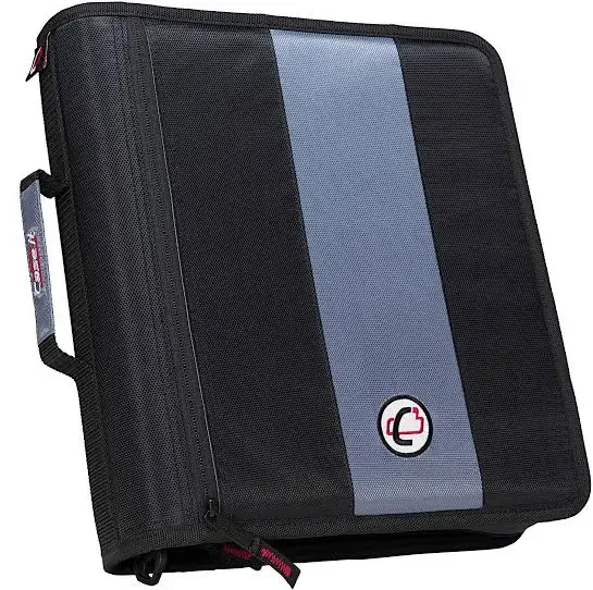 Case It Classic Zipper Binder, 3 Rings, 2" Capacity, 11 x 8.5, Black/Gray Accents