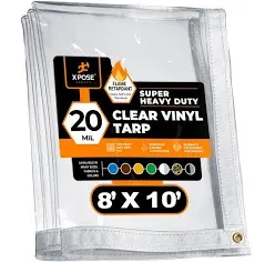 Xpose Safety 8' x 10' Heavy Duty Fire Retardant 20 Mil Clear PVC Vinyl Tarp CVTFR-810