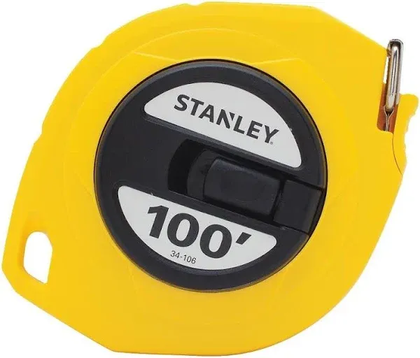 Stanley Tape Measure 100’ ft Winding Yellow Case 34-106 Metal Long Tape New 