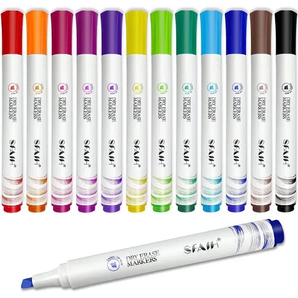 EXPO Low Odor Dry Erase Markers, Chisel Tip, Assorted Colors, 12 Count