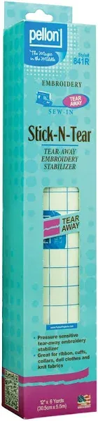 Pellon Sew-In Stick-N-Tear - Tear Away Embroidery Stabilizer (Size 8.2&#034; x 6 yds)