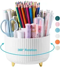 Lolocor Desk Pencil Pen Holder 5 Slots 360 Degree Rotating Pen Organizer Desk Pencil