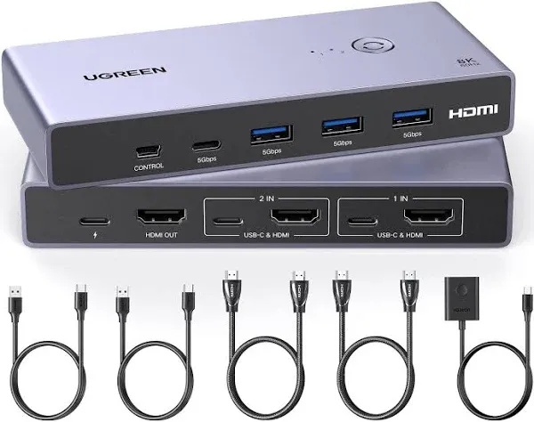 UGREEN KVM Switch 2 Port USB-C/HDMI CM692 25961, Switch Box