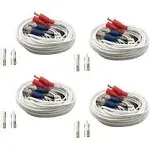 Yuarisx 4 Pack 50ft All-in-One Video Power Cables, Security Camera Cable BNC Ext