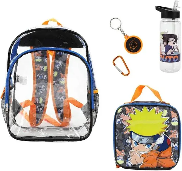 Naruto 5-Piece Backpack & Lunchbox Set with Water Bottle