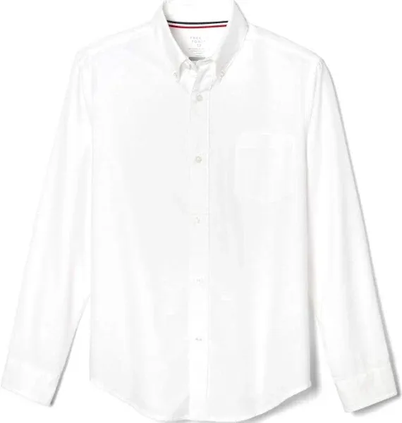 Boys Long Sleeve Oxford Shirt (Standard &amp; Husky), White, 12