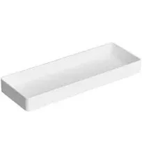 Rectangular Plastic Desk Organizer, Half Accessory Tray, White