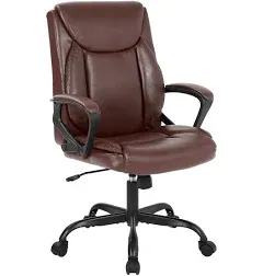 Home Office Chair Ergonomic Desk Chair PU Leather Task Chair Executive Rolling Swivel Mid Back Computer Chair with Lumbar Support Armrest Adjustable