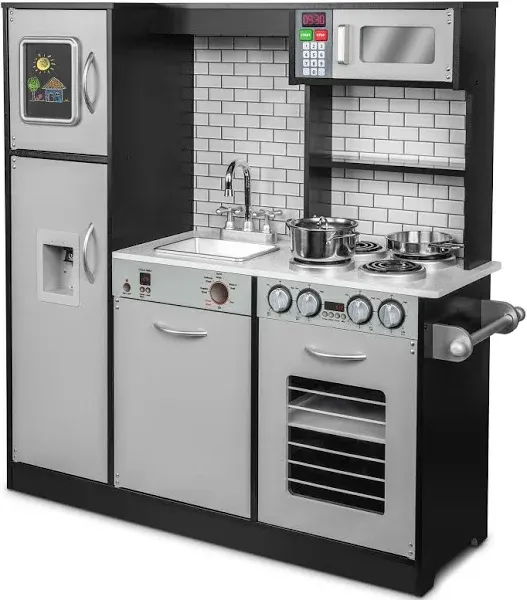 Lil&#039; Jumbl Kitchen Set for Kids, Pretend Kitchen Playset with Charcoal Finish