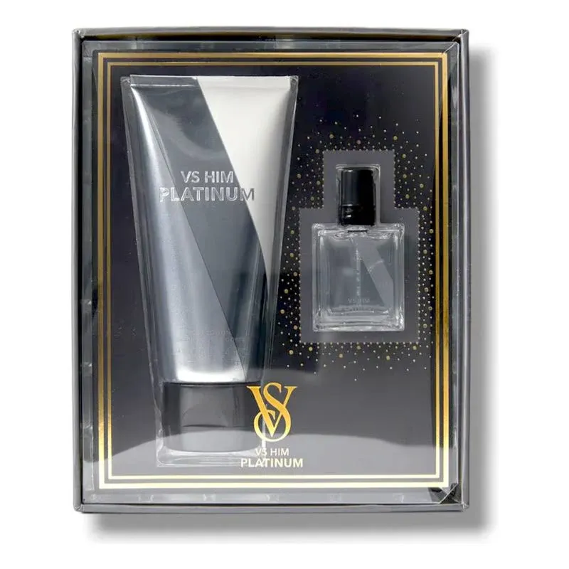 Victoria&#039;s Secret VS Him Platinum Cologne &amp; Body Lotion Mini Gift Set, New, T174