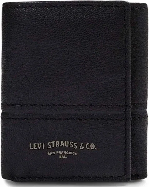 Levi's Men's RFID Trifold Wallet Sleek Slim ID Window Credit Card Holder Black