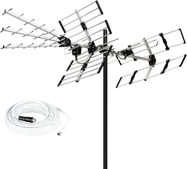 Five Star HDTV Outdoor Antenna 200 Miles Long Range Upgraded Yagi VHF UHF Sup...