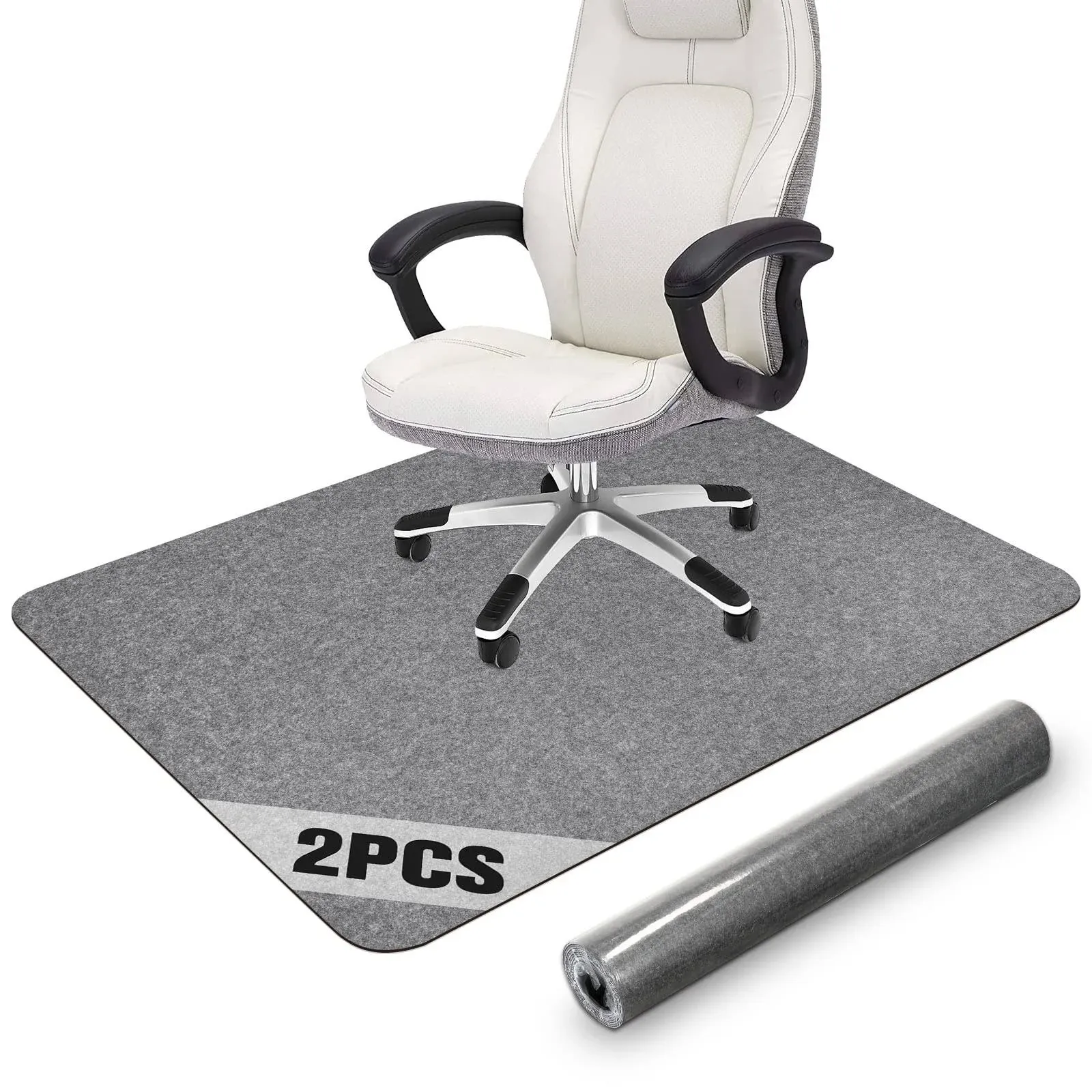 2 Pack Office Chair Mat for Hardwood Floor, 55"x35" Computer Chair Mat, Desk Chair Mat, Large Anti-Slip Floor Protector for Home Office Light Grey (