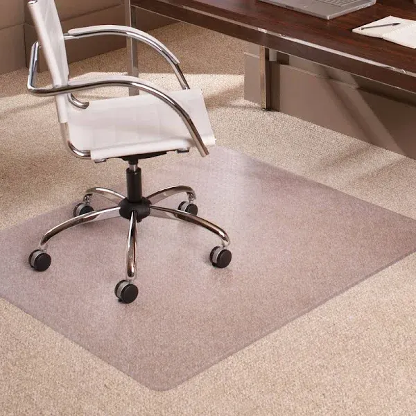 ES Robbins Office Chair Mat 46&#034;x60&#034; Modern Geometric Vinyl Cleated Bottom Clear