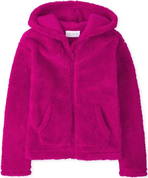 The Children's Place Girls' Long Sleeve Sherpa Zip-Up Hoodie