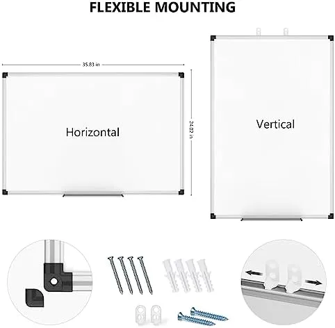 XBoard Magnetic Dry Erase Board/Whiteboard, 36 X 24 Inches, Double Sided White Board,1 Dry Eraser & 3 Dry Erase Markers & 4 Push Pin Magnets