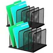 Desk File Organizer 5 Upright Mesh Desktop Organizer File Sorter Office Organ...